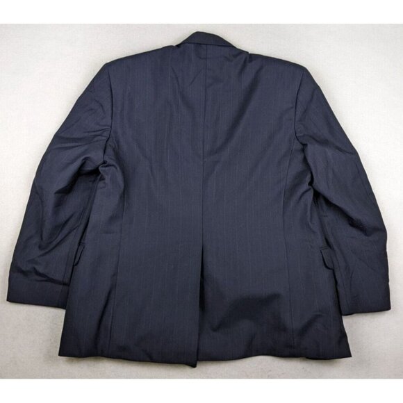 KILBURNE & FINCH - BLUE PINSTRIPE DOUBLE-BREASTED BLAZER JACKET SPORT COAT 42R - Picture 8 of 8